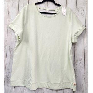 LIVI Lane Bryant Canary Green S/S Sweatshirt W/ Back Detail Size 22/24 NWT